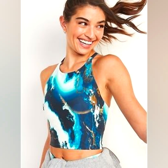 Sport bra in gold and blue marble | Powersoft - Picture 1 of 3